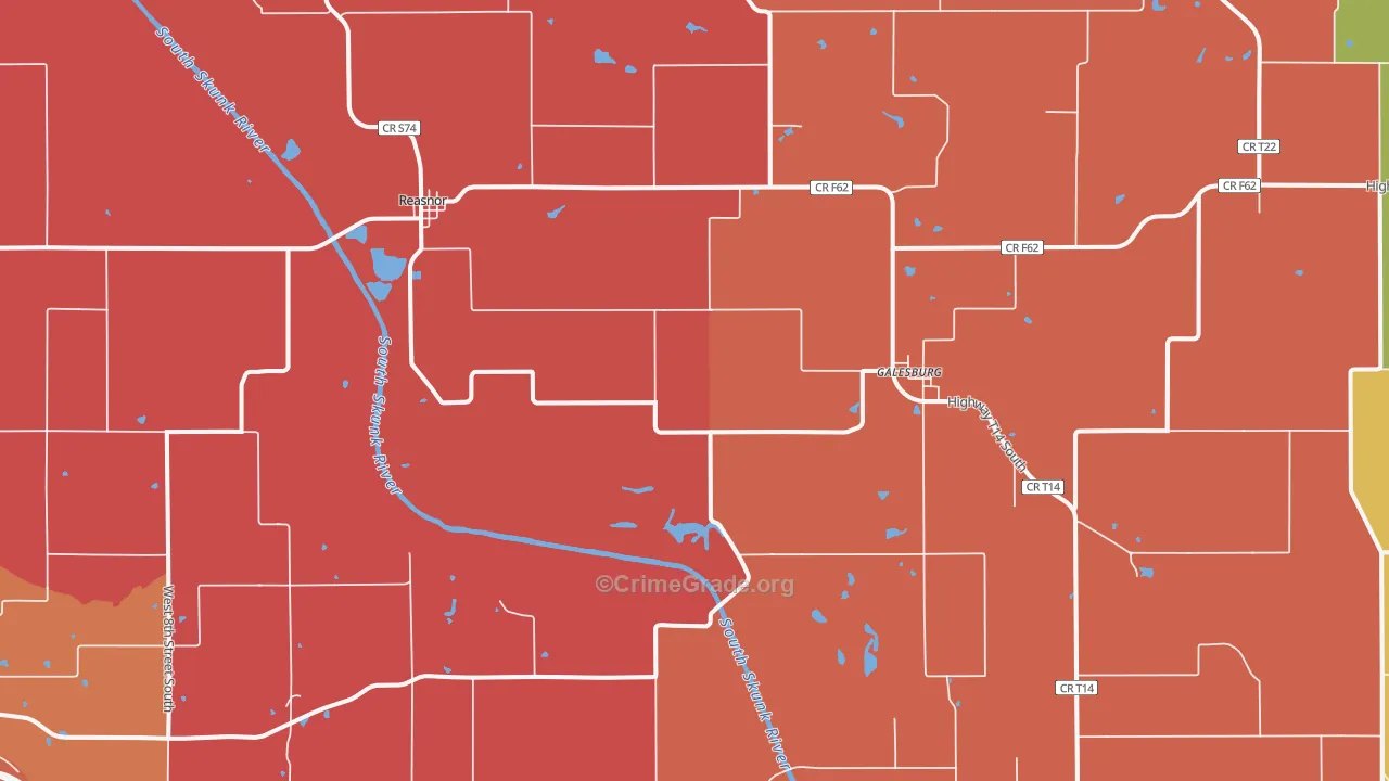 Reasnor, IA Map of Robbery Rates