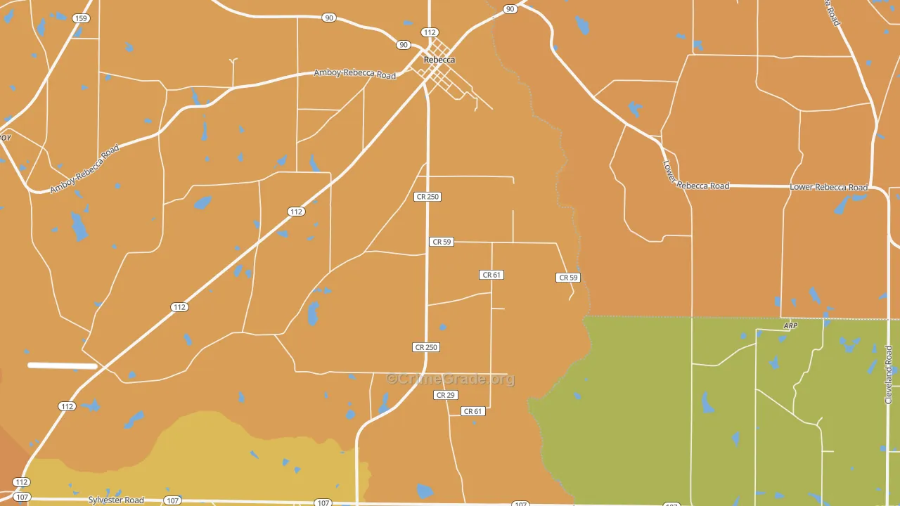 Rebecca, GA Map of Robbery Rates