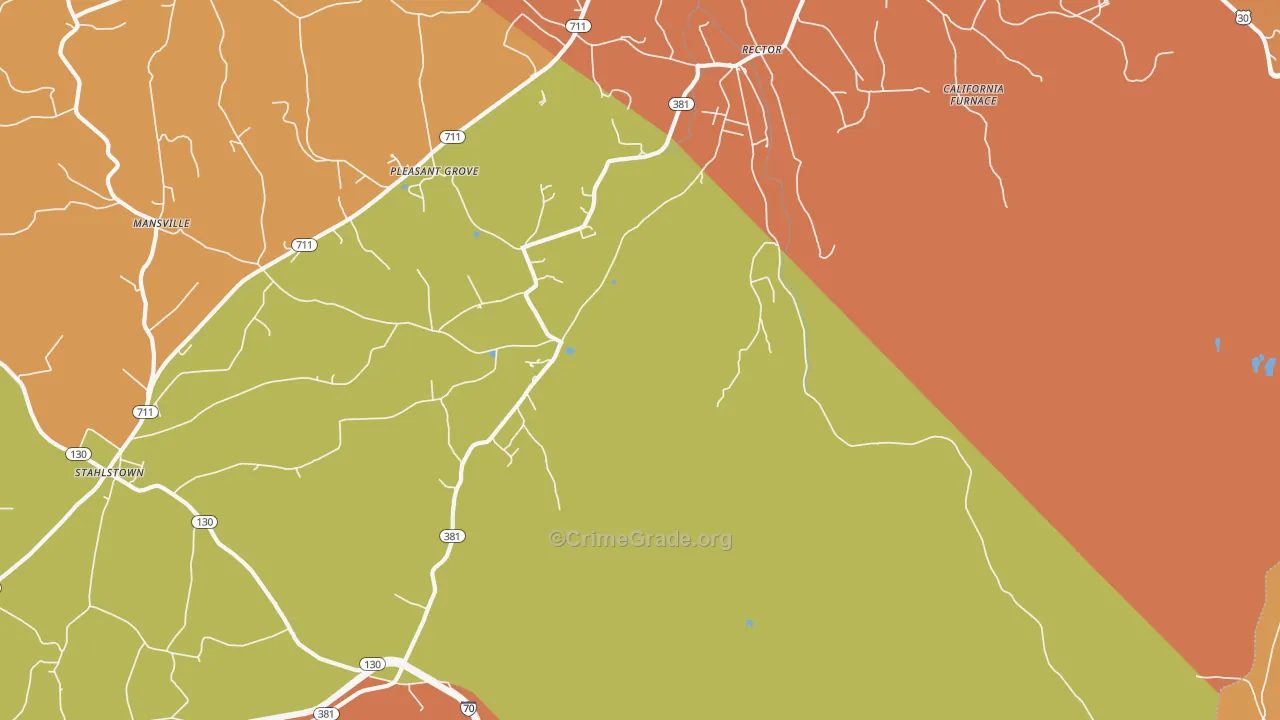 Rector, PA Map of Robbery Rates