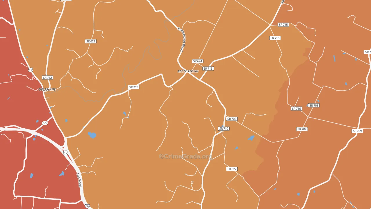 Rectortown, VA Map of Robbery Rates