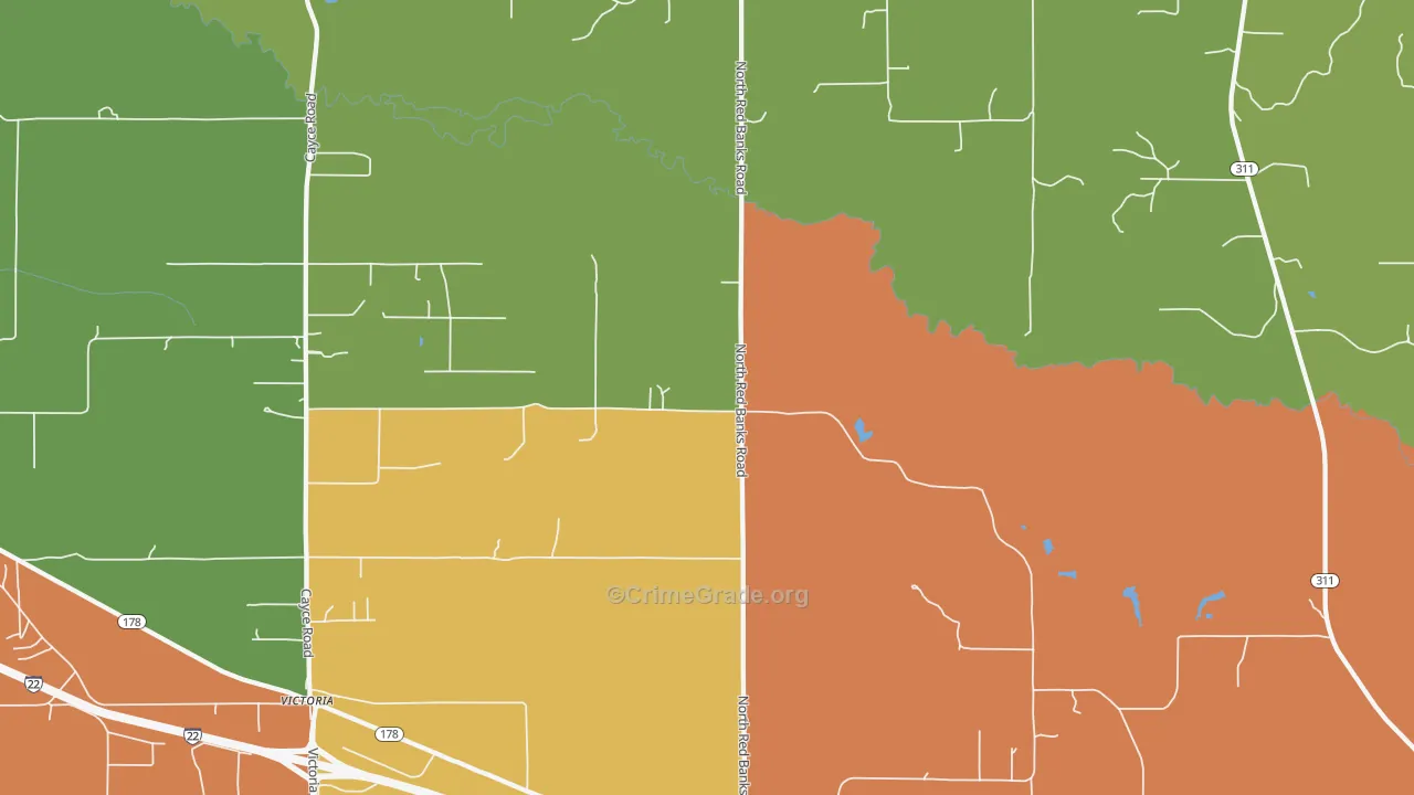 Red Banks, MS Map of Robbery Rates