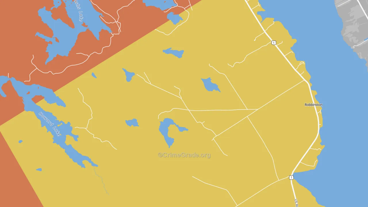 Red Beach, ME Map of Robbery Rates