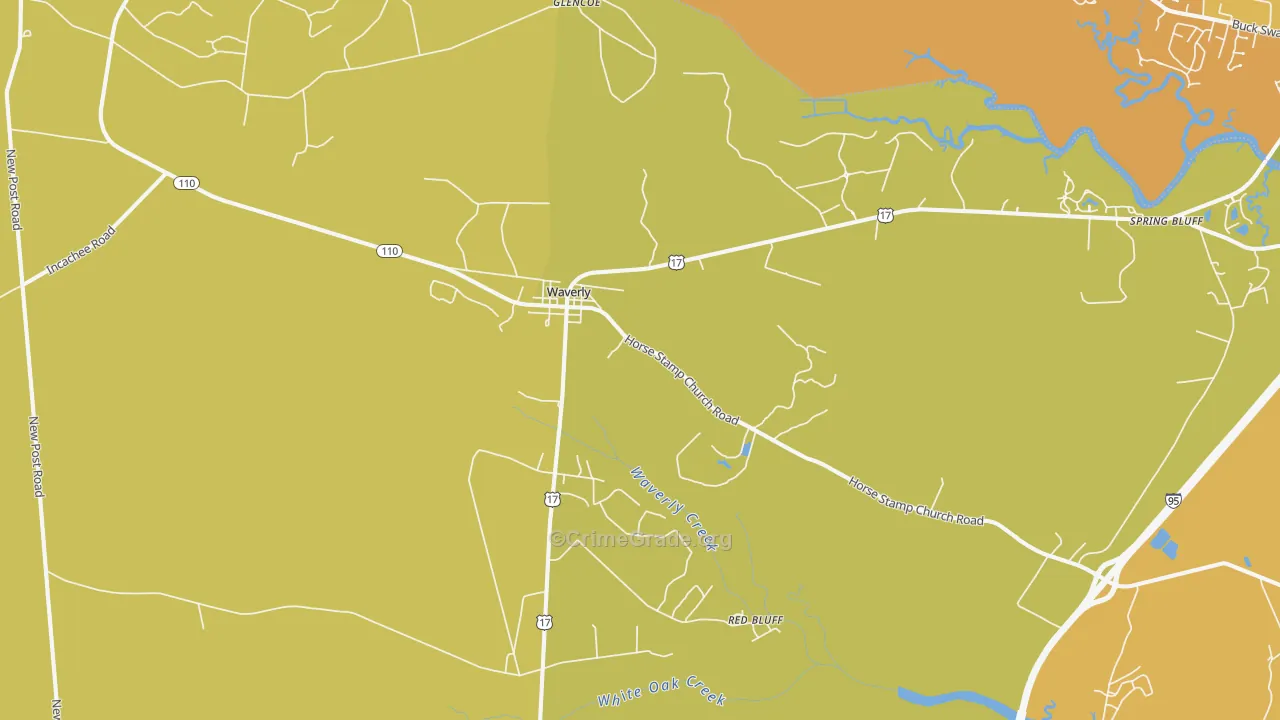 Red Bluff, GA Map of Robbery Rates