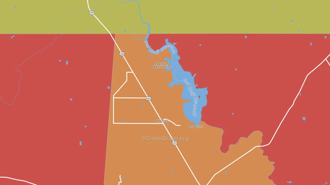 Red Bluff, TX Map of Robbery Rates