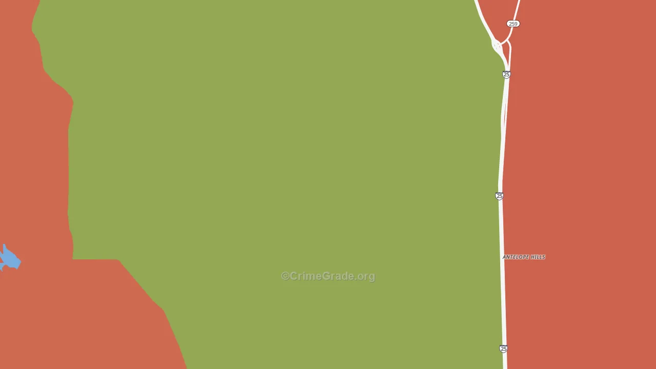 Red Buttes Village, WY Map of Robbery Rates