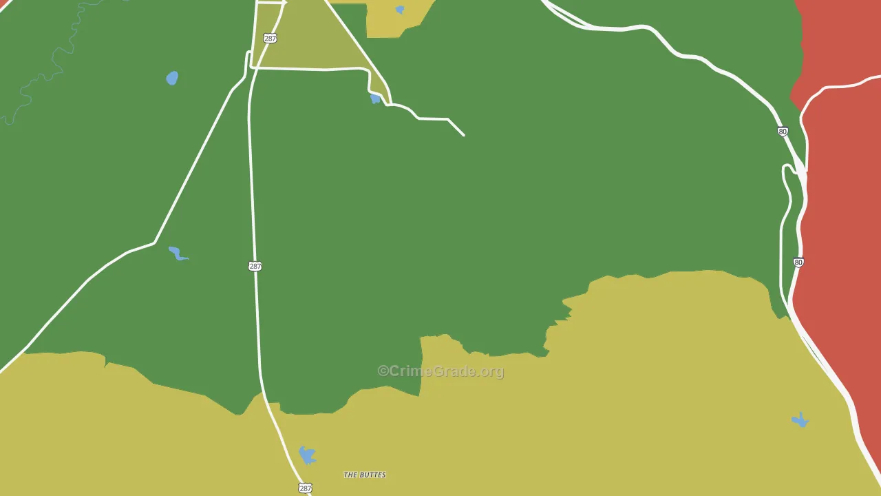 Red Buttes, WY Map of Robbery Rates