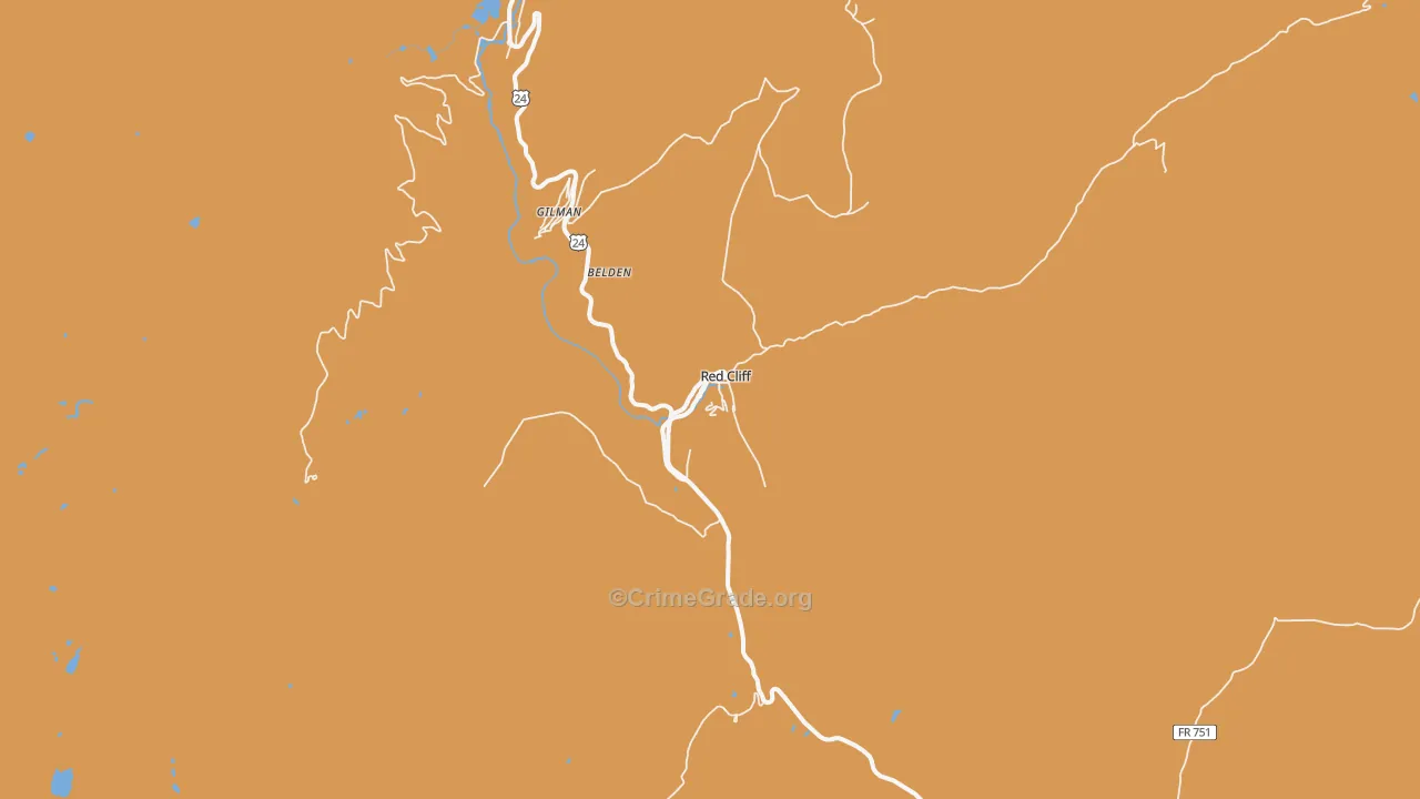 Red Cliff, CO Map of Robbery Rates