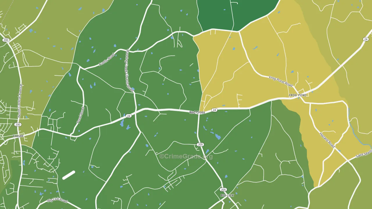 Red Cross, NC Map of Robbery Rates