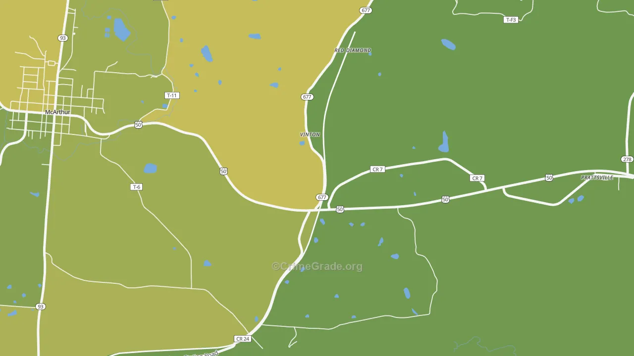 Red Diamond, OH Map of Robbery Rates