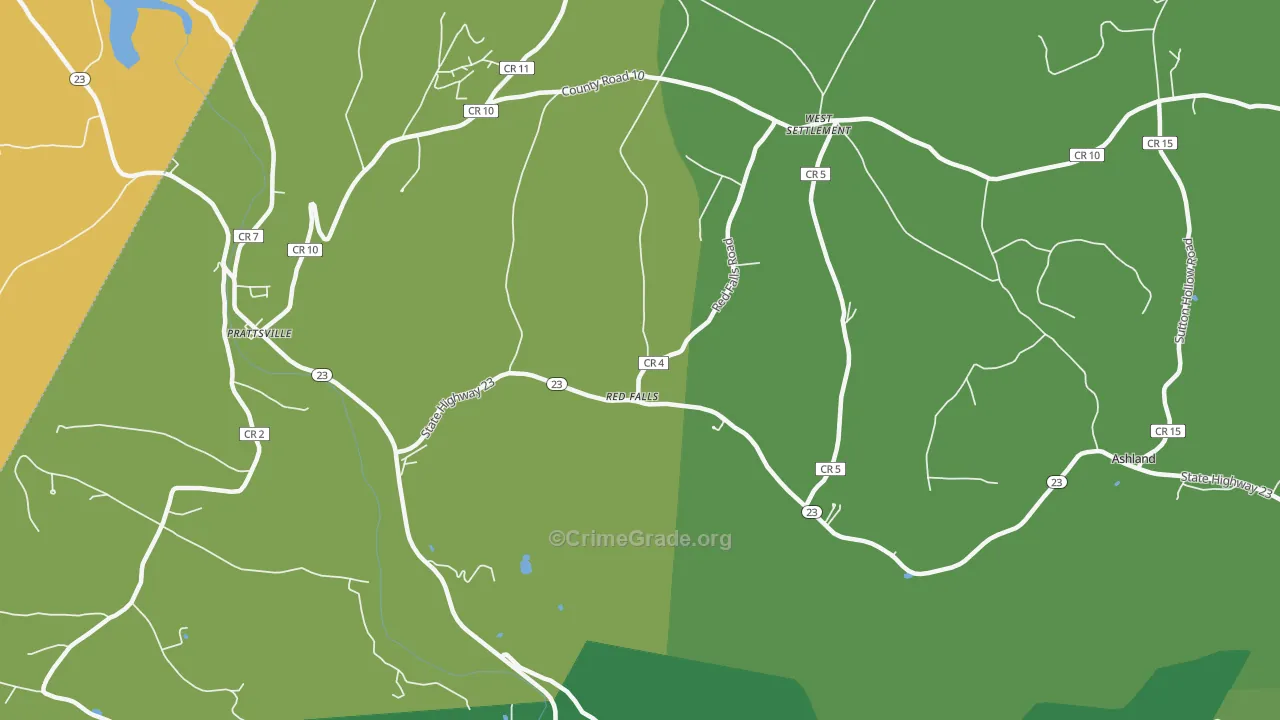Red Falls, NY Map of Robbery Rates