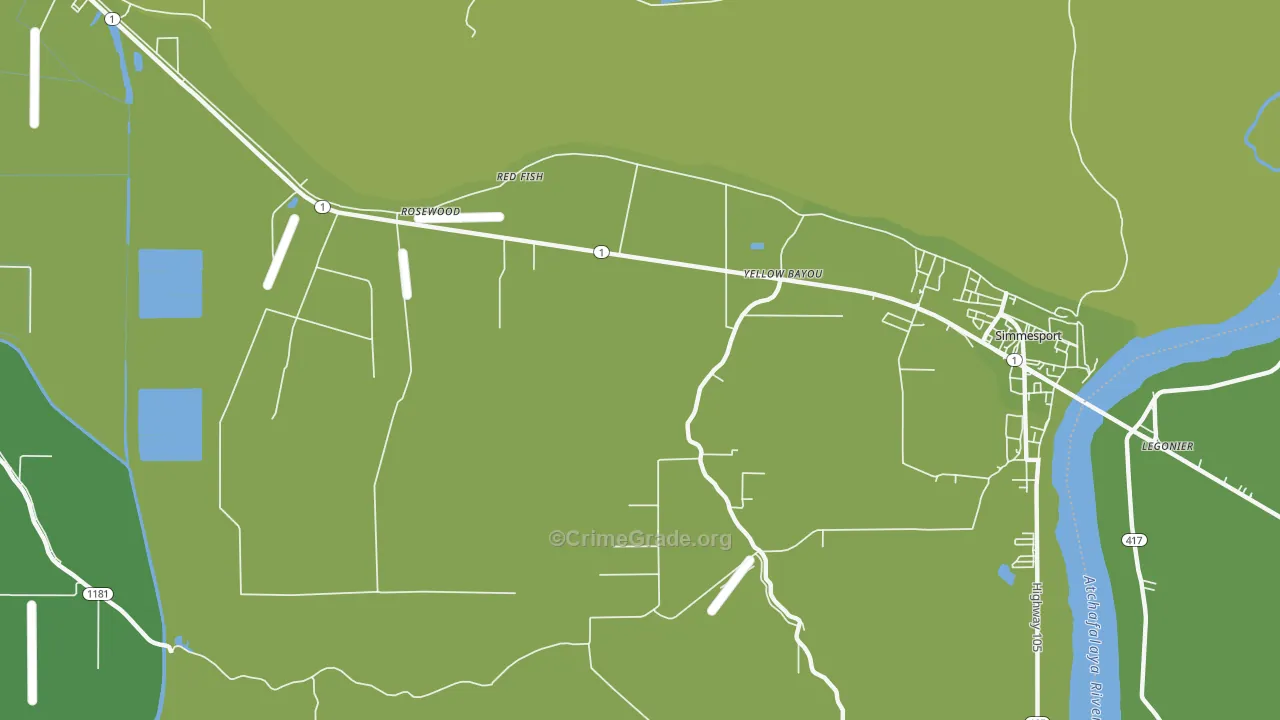 Red Fish, LA Map of Robbery Rates