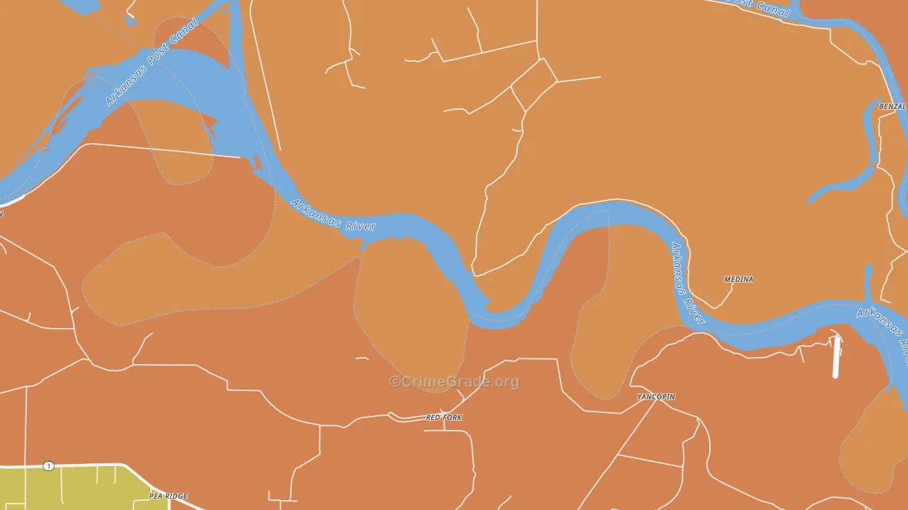 Red Fork, AR Map of Robbery Rates
