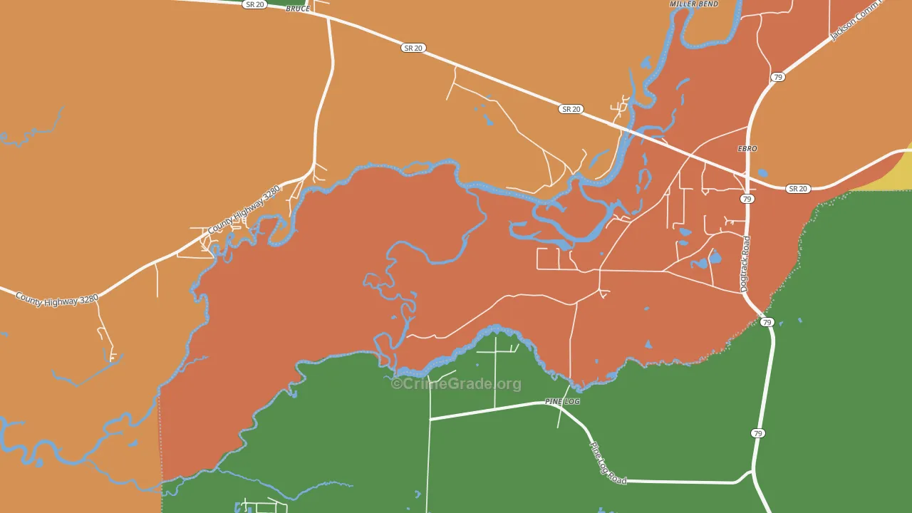 Red Head, FL Map of Robbery Rates