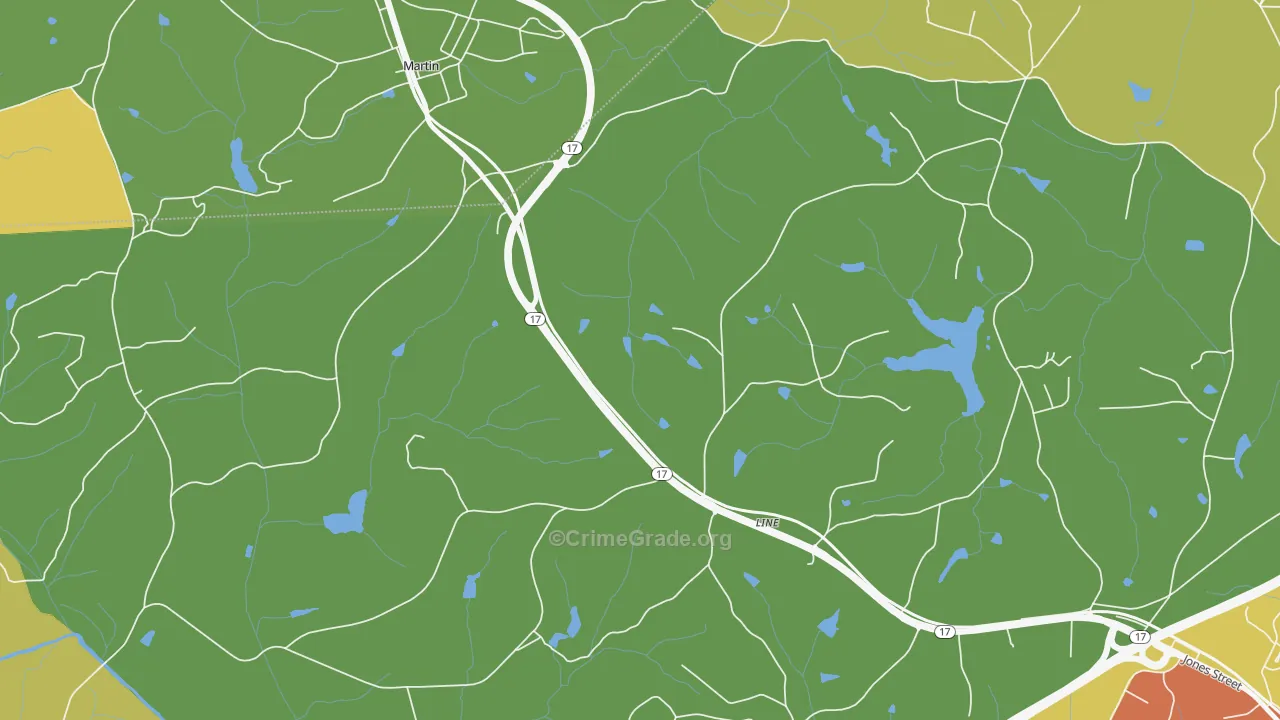 Red Hill, GA Map of Robbery Rates