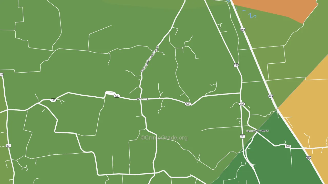 Red Hill, KY Map of Robbery Rates