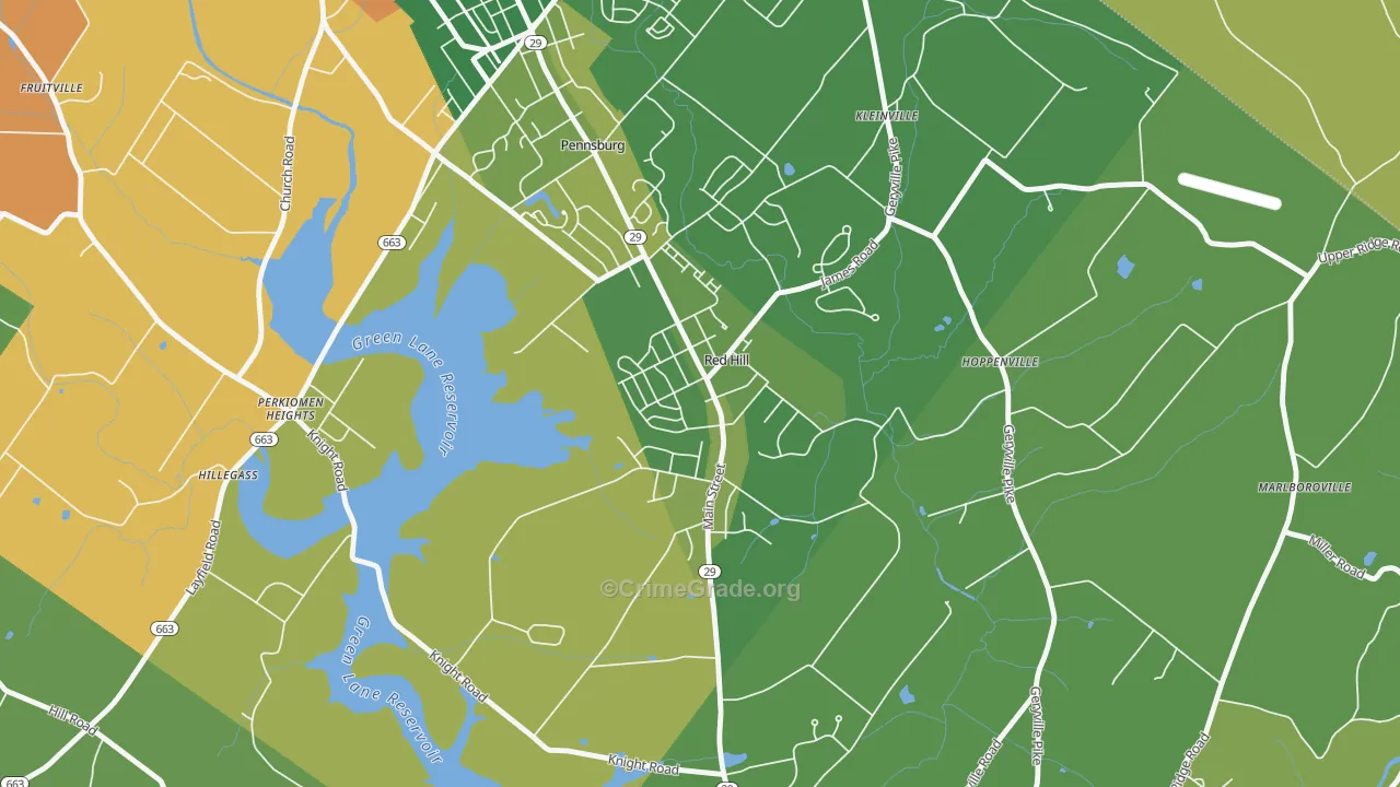 Red Hill, PA Map of Robbery Rates
