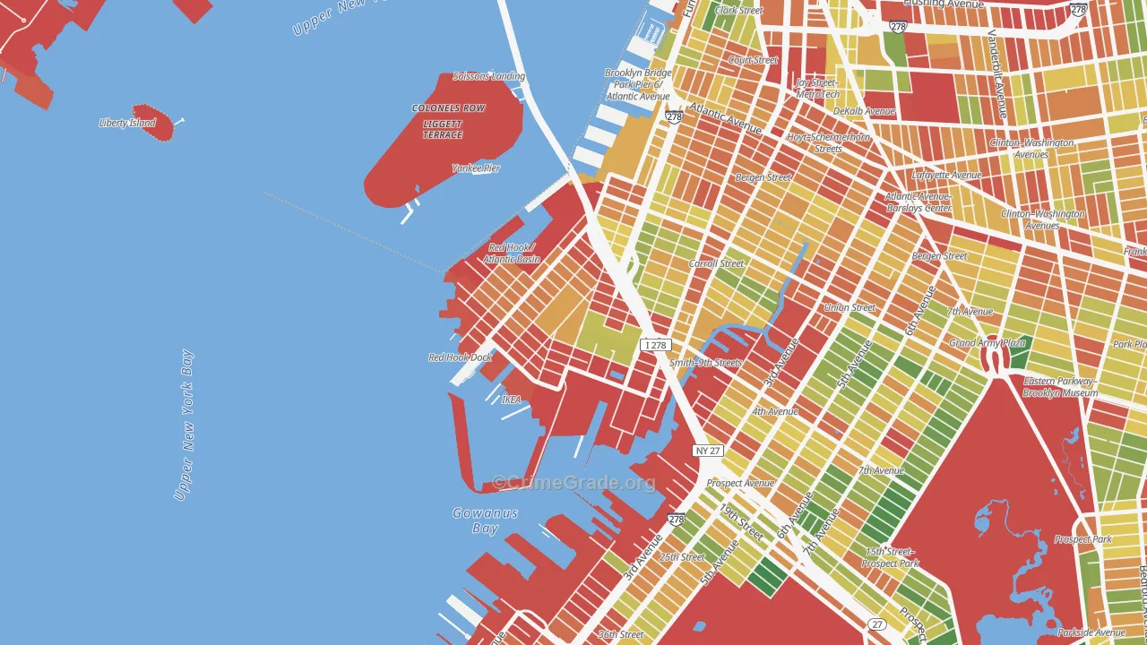 Red Hook, Brooklyn, NY Map of Robbery Rates