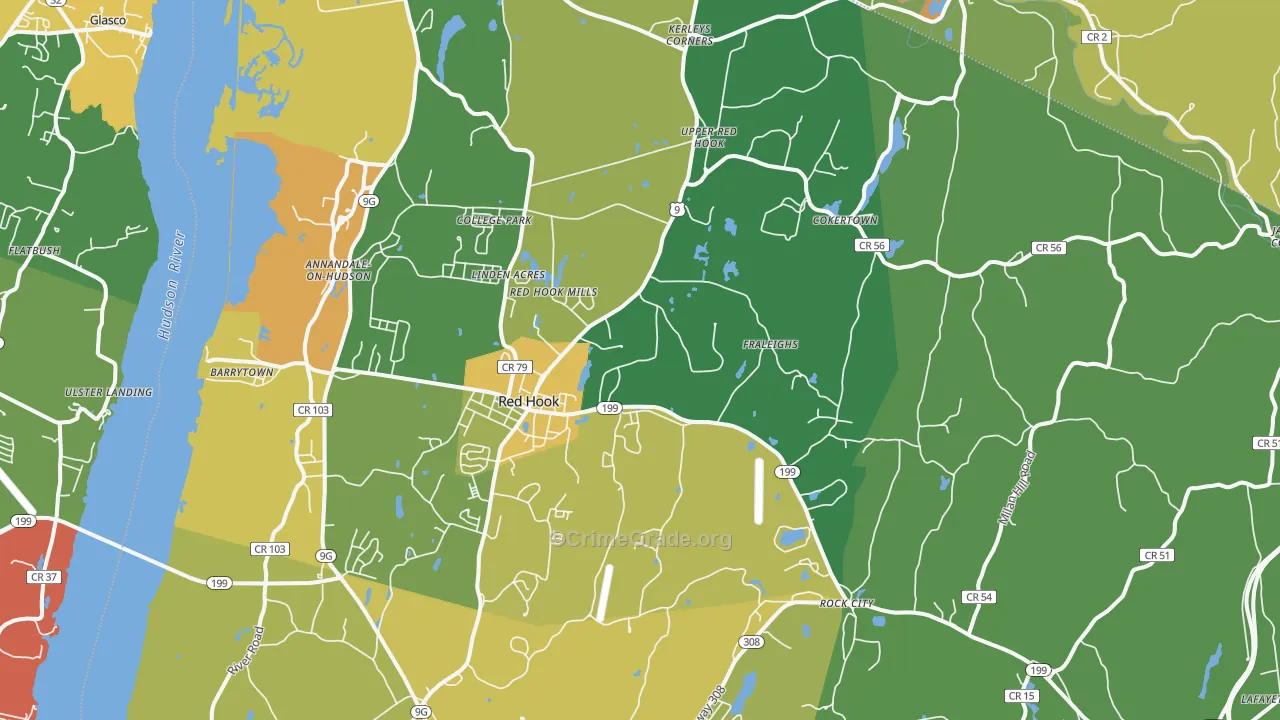 Red Hook, NY Map of Robbery Rates