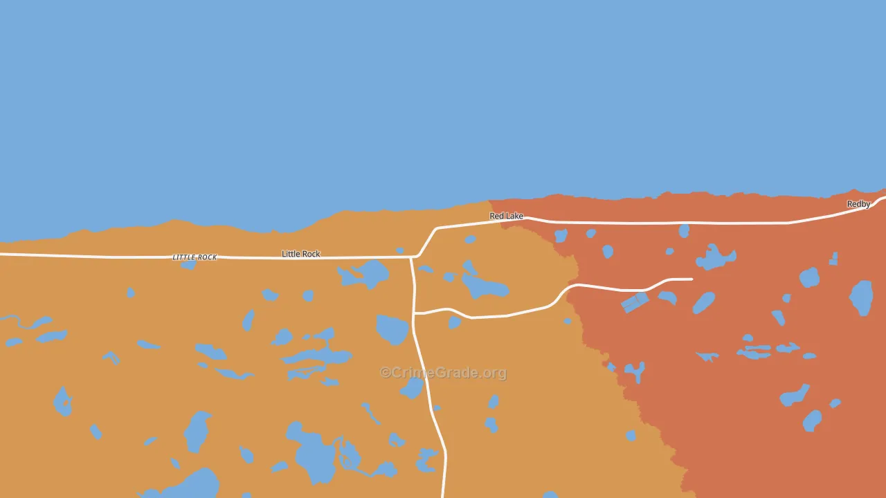 Red Lake, MN Map of Robbery Rates