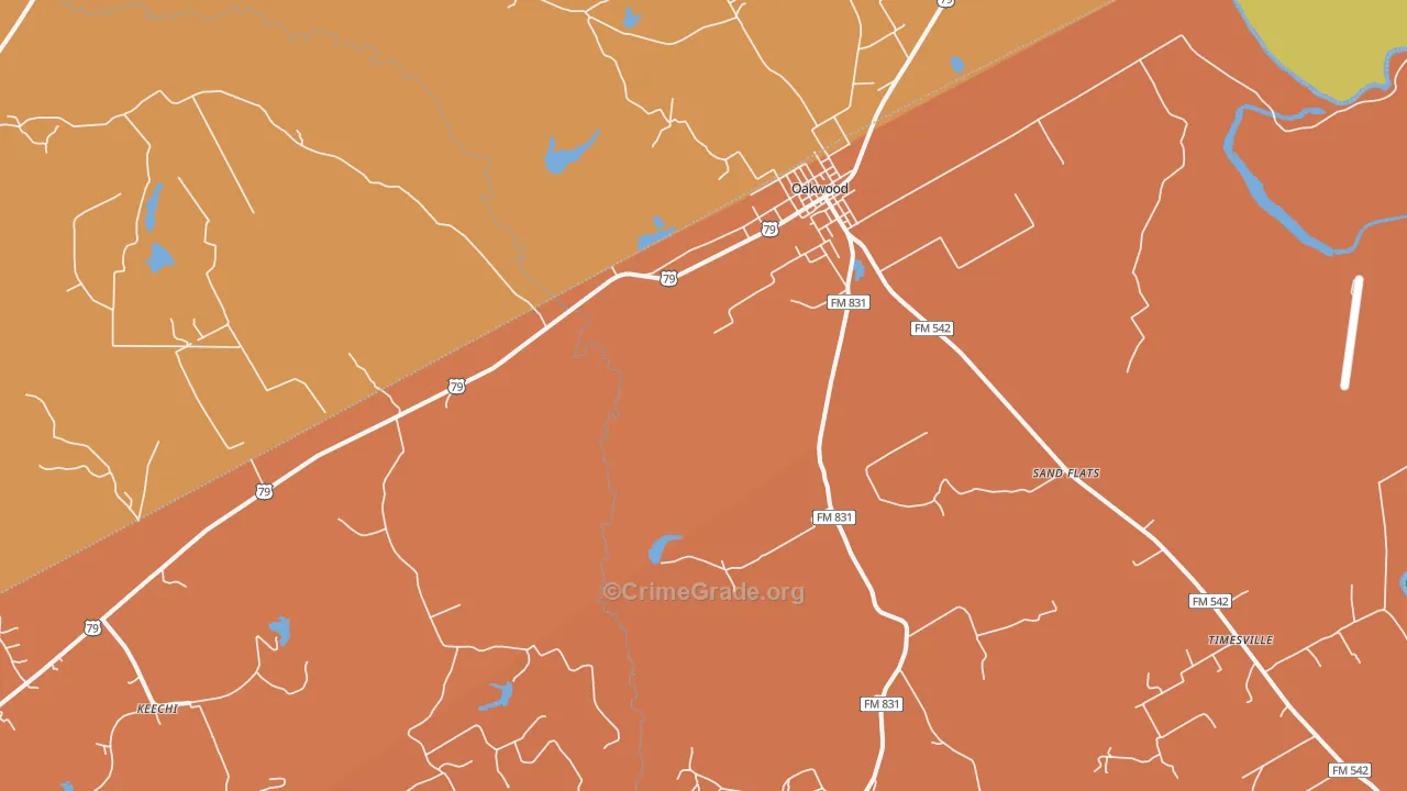 Red Lake, TX Map of Robbery Rates