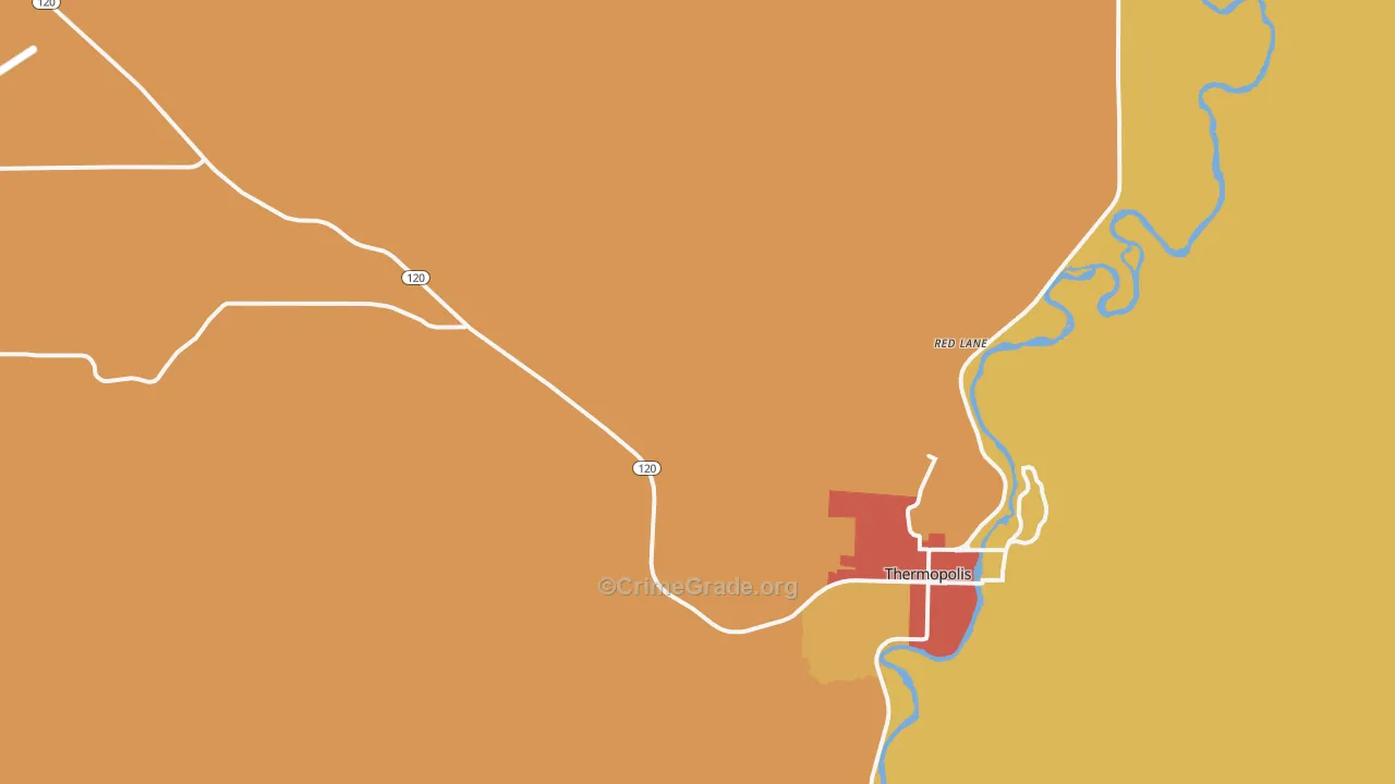 Red Lane, WY Map of Robbery Rates