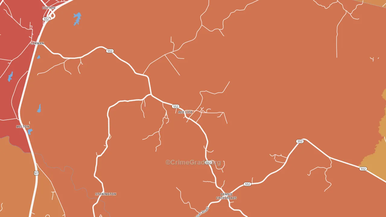 Red Lick, MS Map of Robbery Rates
