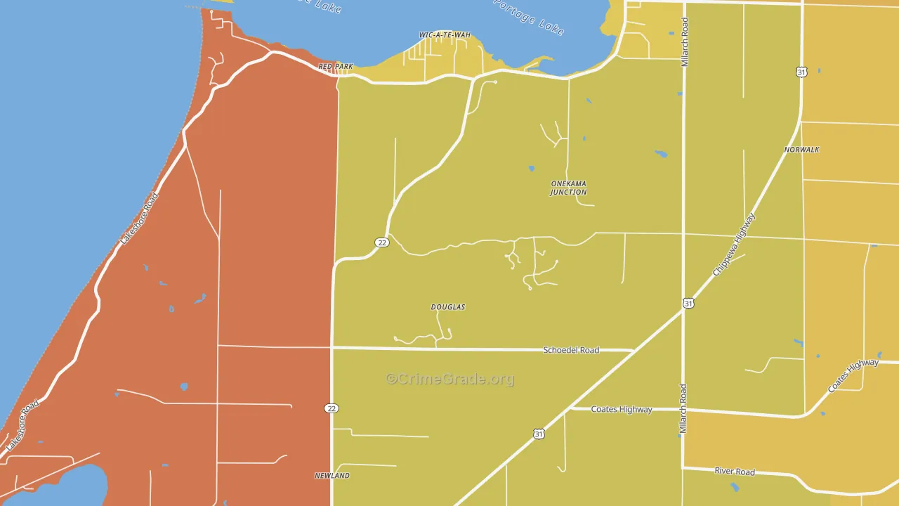 Red Park, MI Map of Robbery Rates