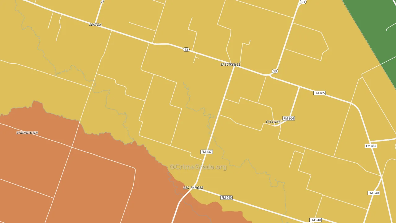 Red Ranger, TX Map of Robbery Rates