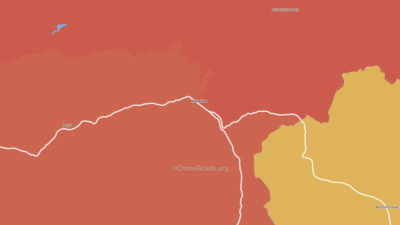Red River, NM Map of Robbery Rates