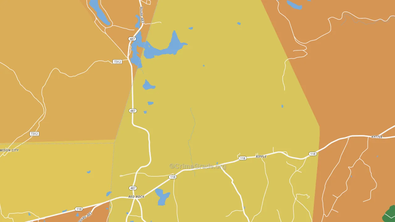 Red Rock, PA Map of Robbery Rates