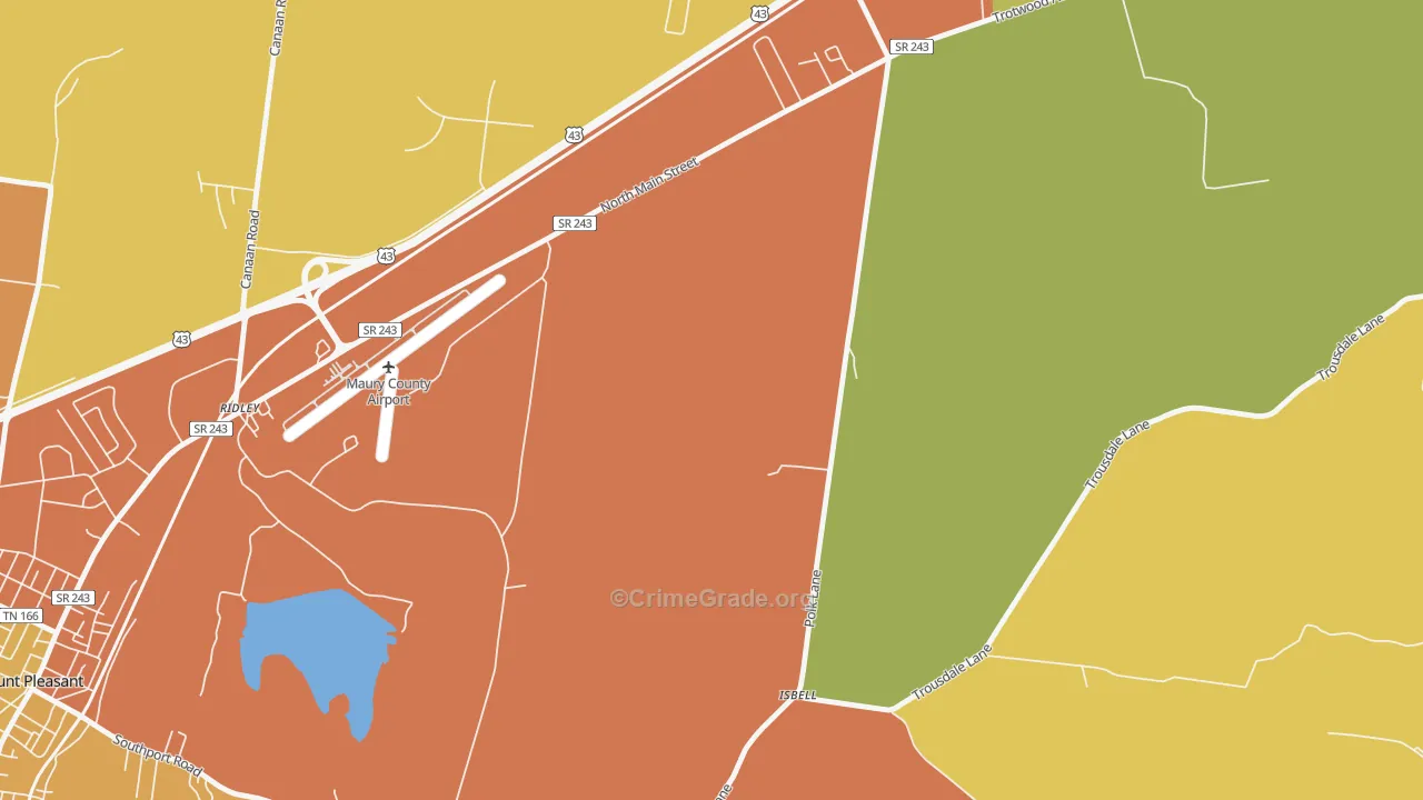 Red Row, TN Map of Robbery Rates