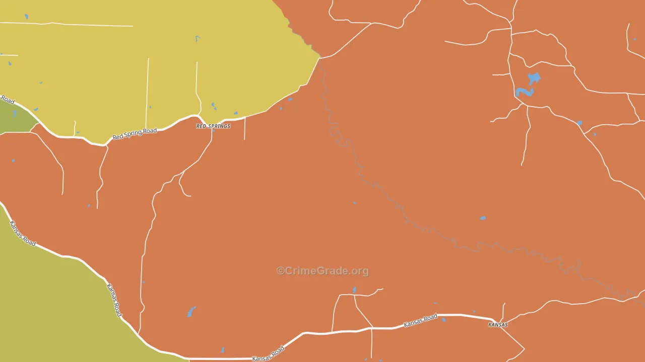 Red Springs, AR Map of Robbery Rates