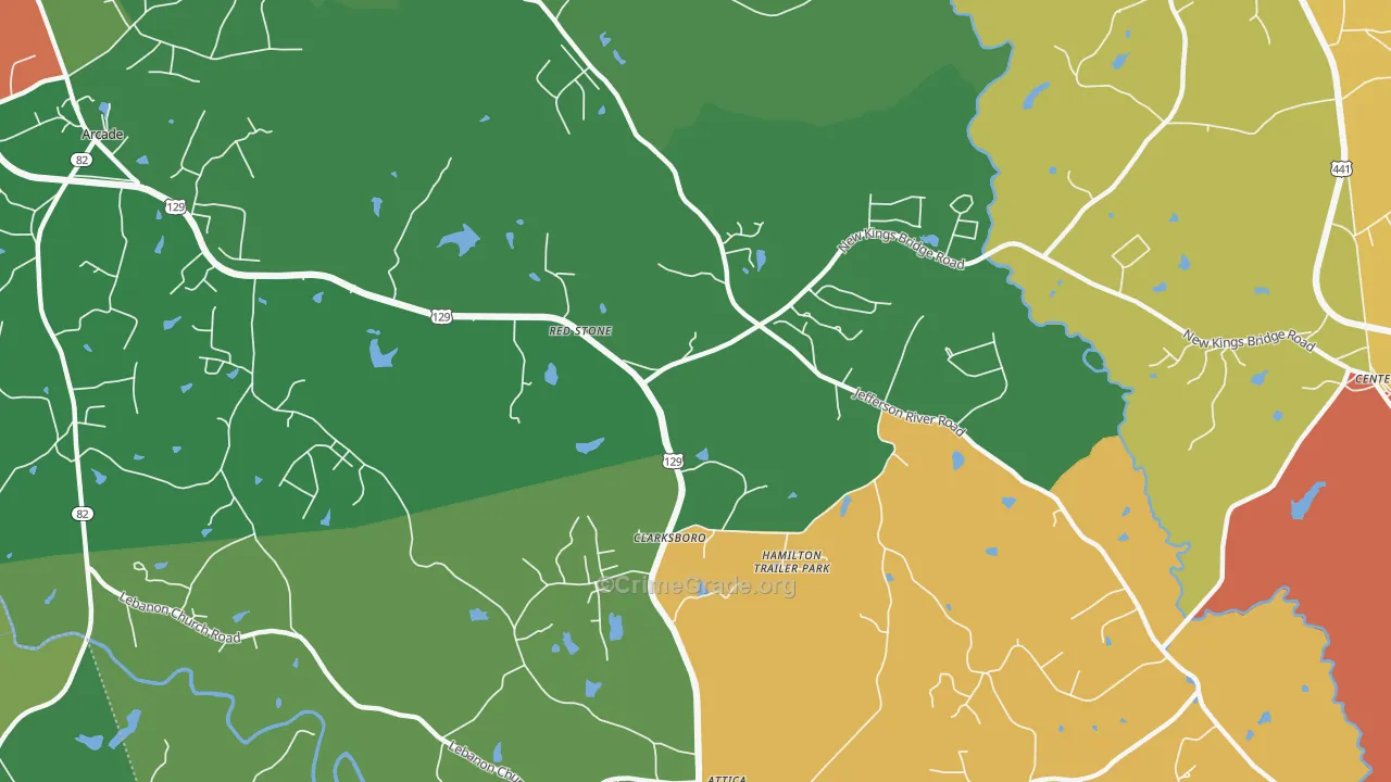 Red Stone, GA Map of Robbery Rates