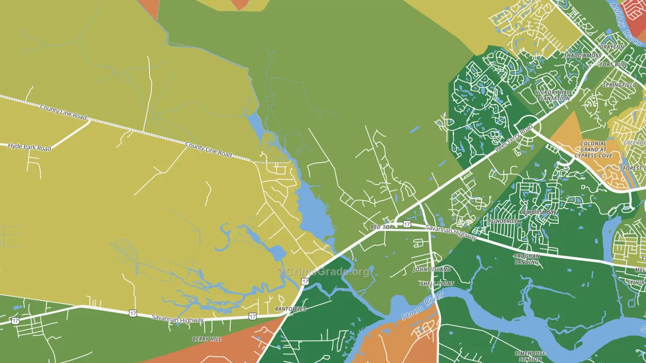 Red Top, SC Map of Robbery Rates