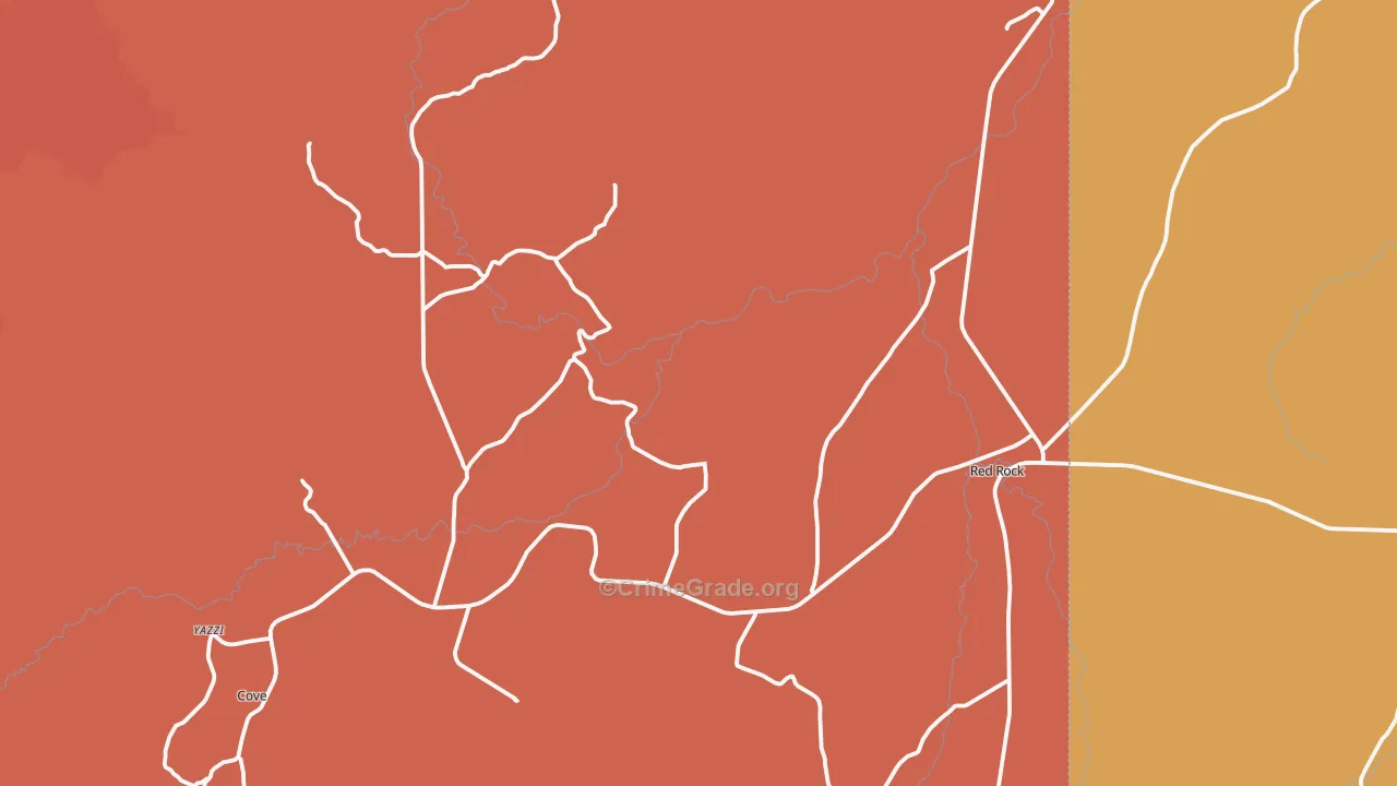 Red Valley, AZ Map of Robbery Rates
