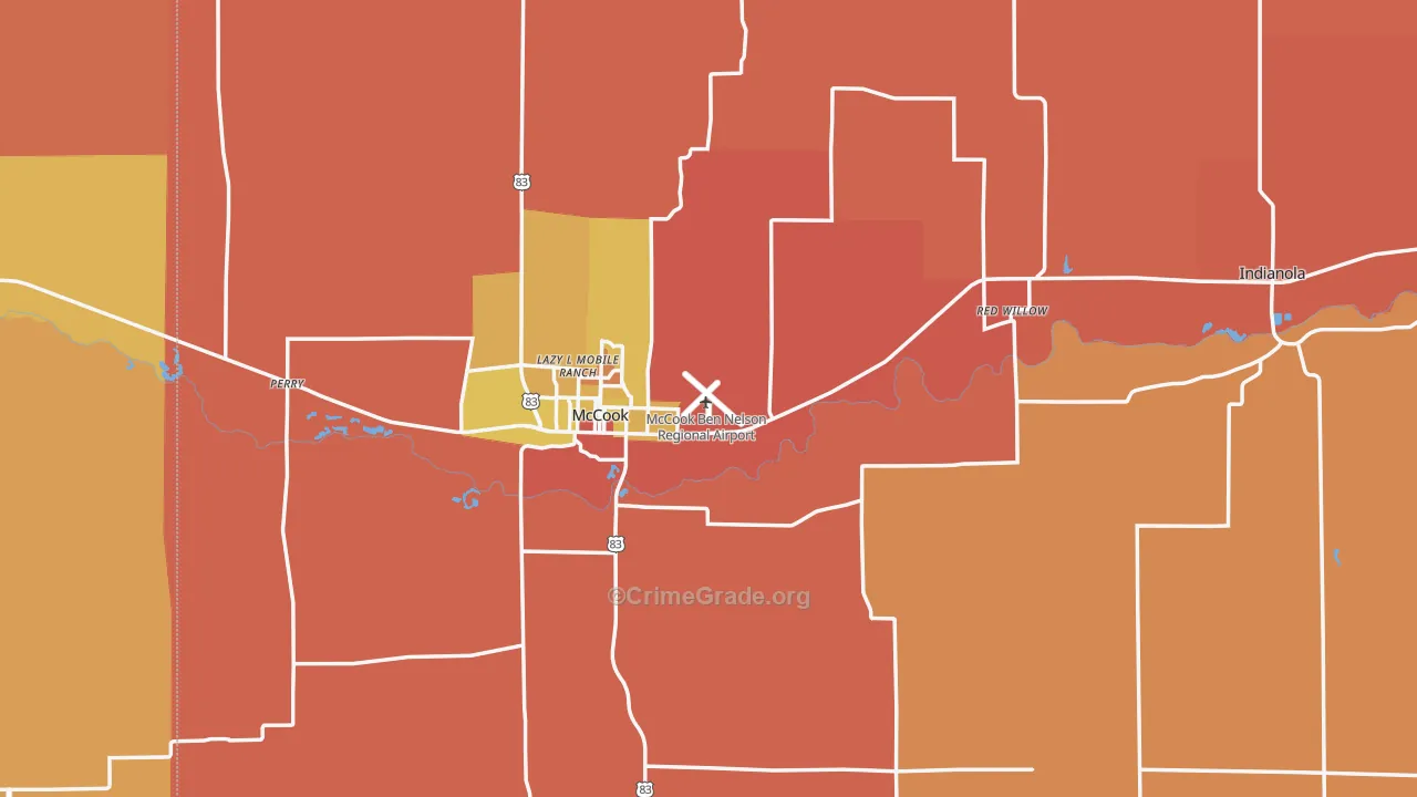 Red Willow County, NE Map of Robbery Rates