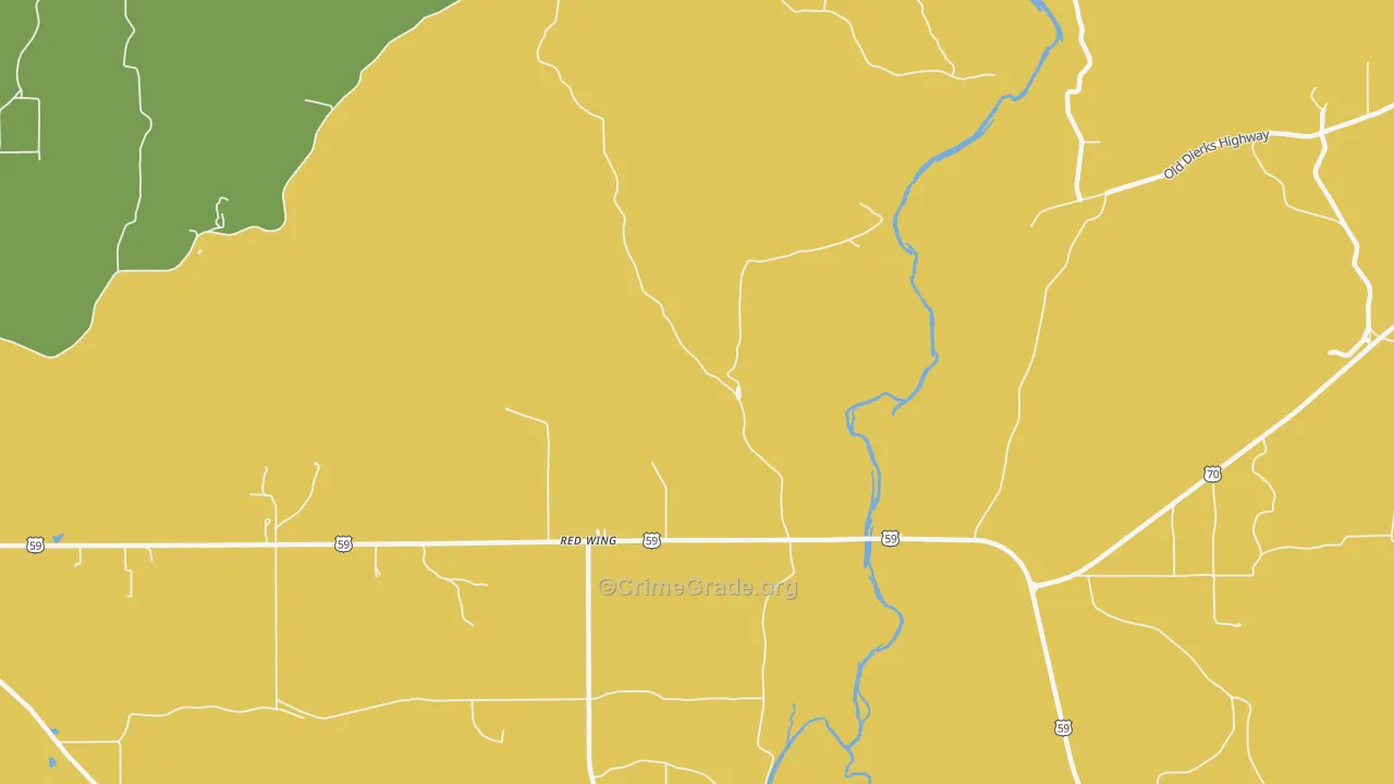 Red Wing, AR Map of Robbery Rates