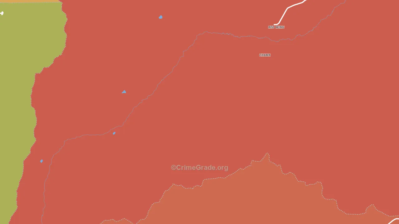 Red Wing, CO Map of Robbery Rates