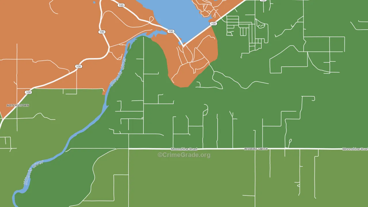 Redbird Smith, OK Map of Robbery Rates