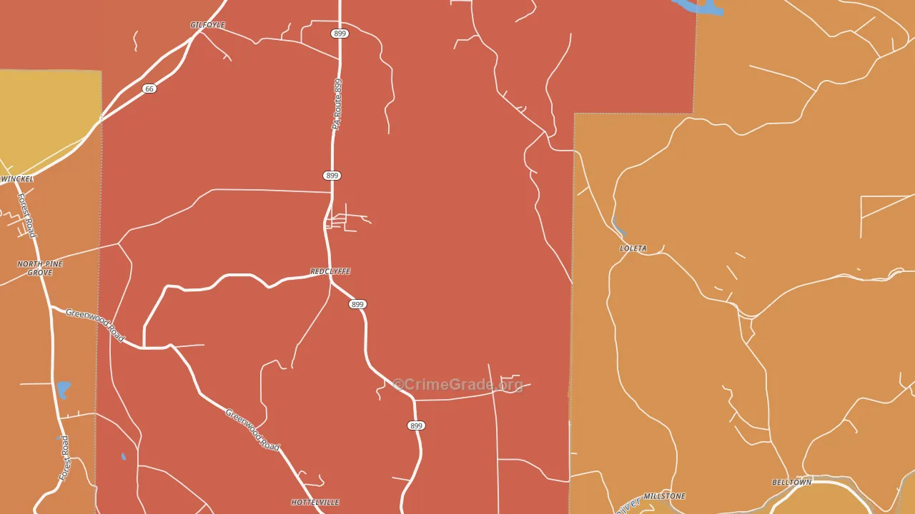 Redclyffe, PA Map of Robbery Rates