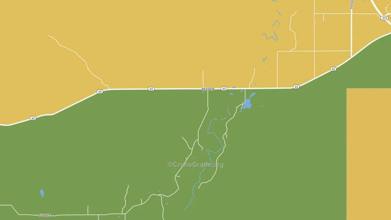 Redden, OK Map of Robbery Rates