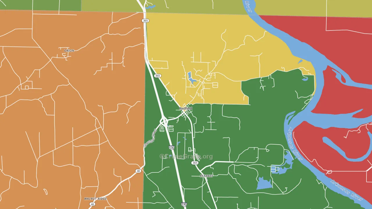 Redfield, AR Map of Robbery Rates