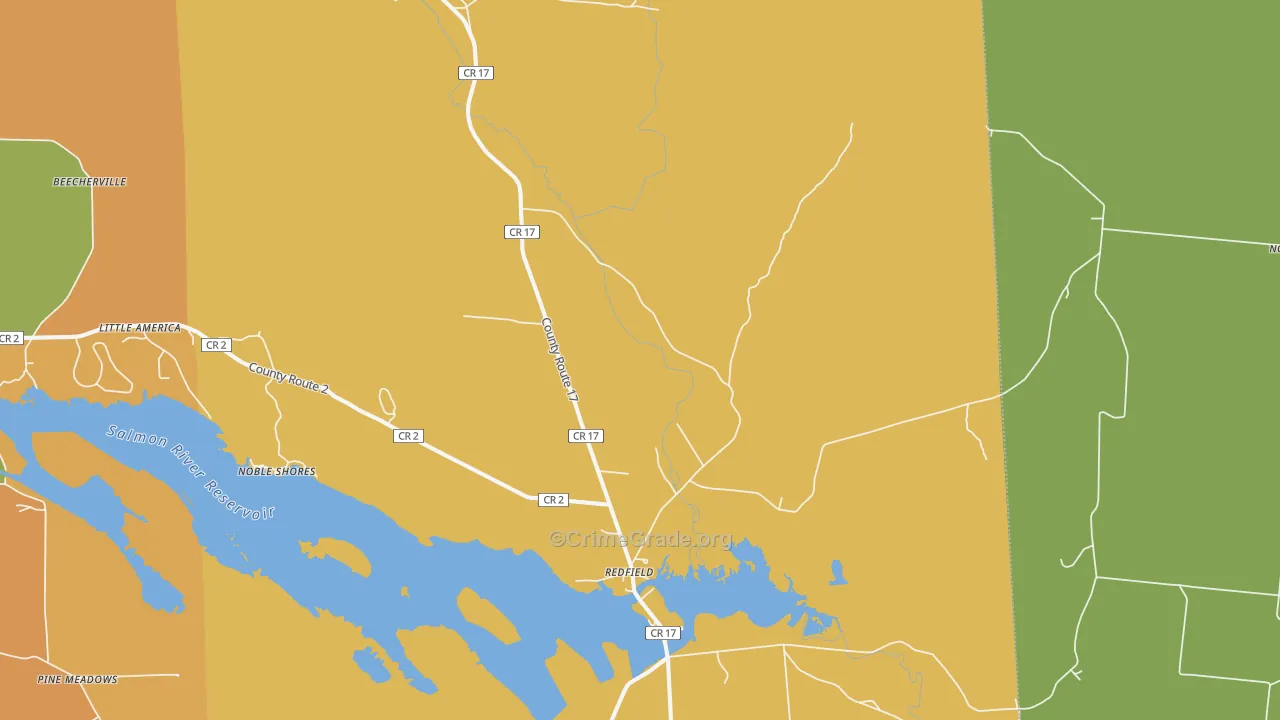 Redfield, NY Map of Robbery Rates