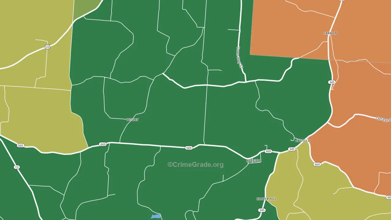Redfield, OH Map of Robbery Rates