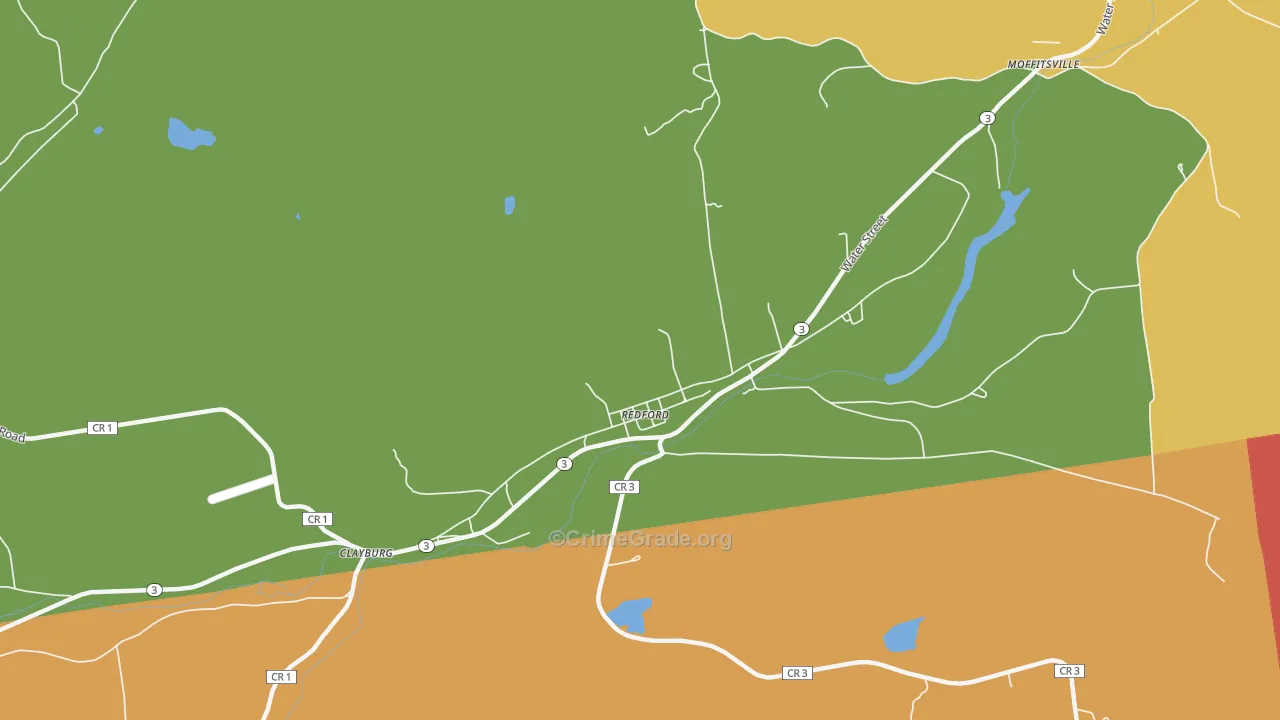 Redford, NY Map of Robbery Rates