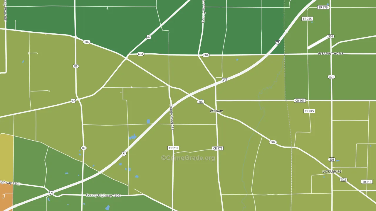 Redhaw, OH Map of Robbery Rates