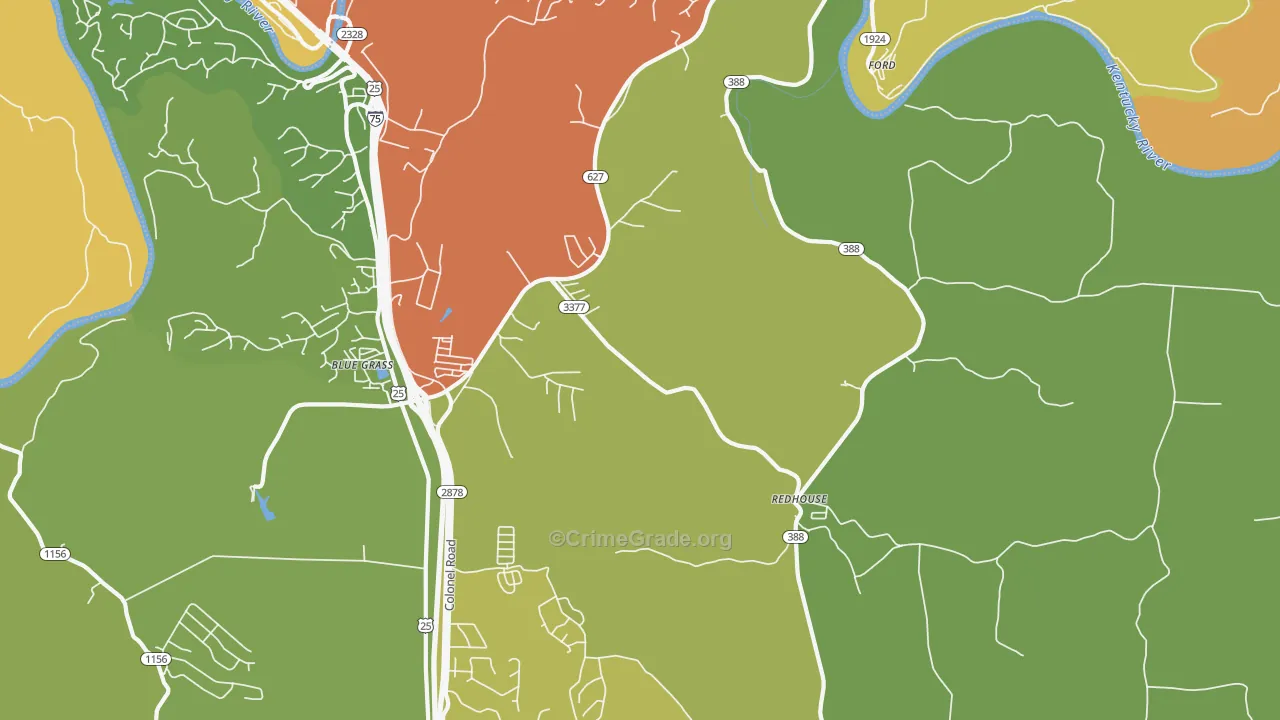Redhouse, KY Map of Robbery Rates