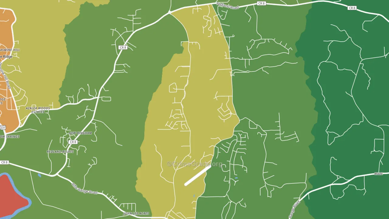 Redland, AL Map of Robbery Rates