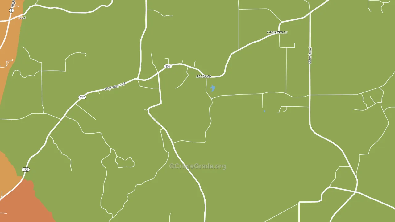 Redland, LA Map of Robbery Rates