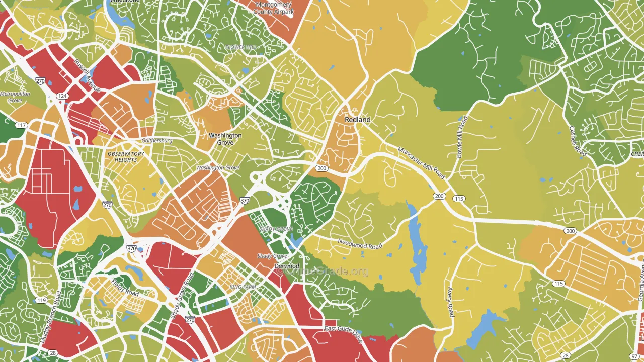 Redland, MD Map of Robbery Rates